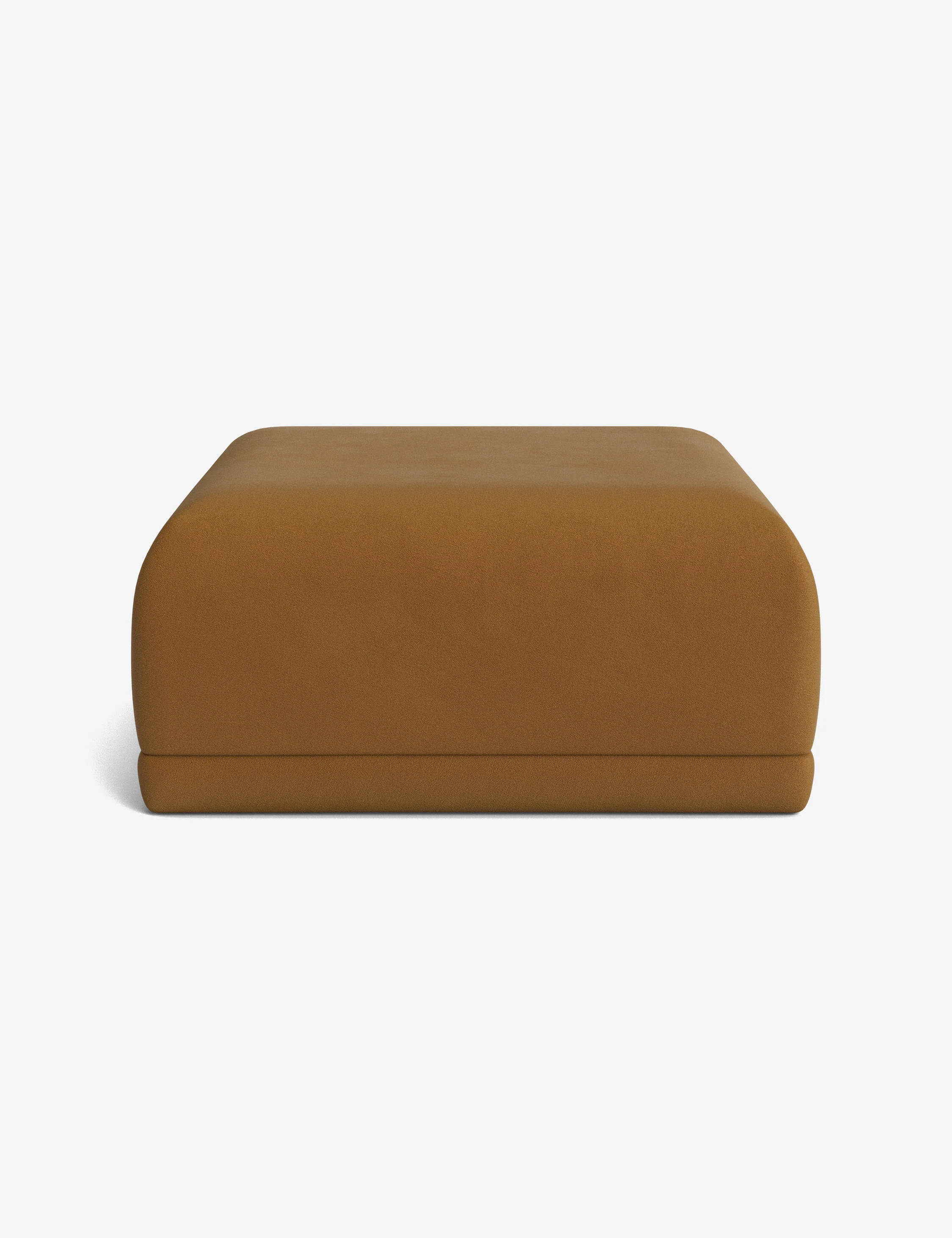 Square Blue Linen Ottoman