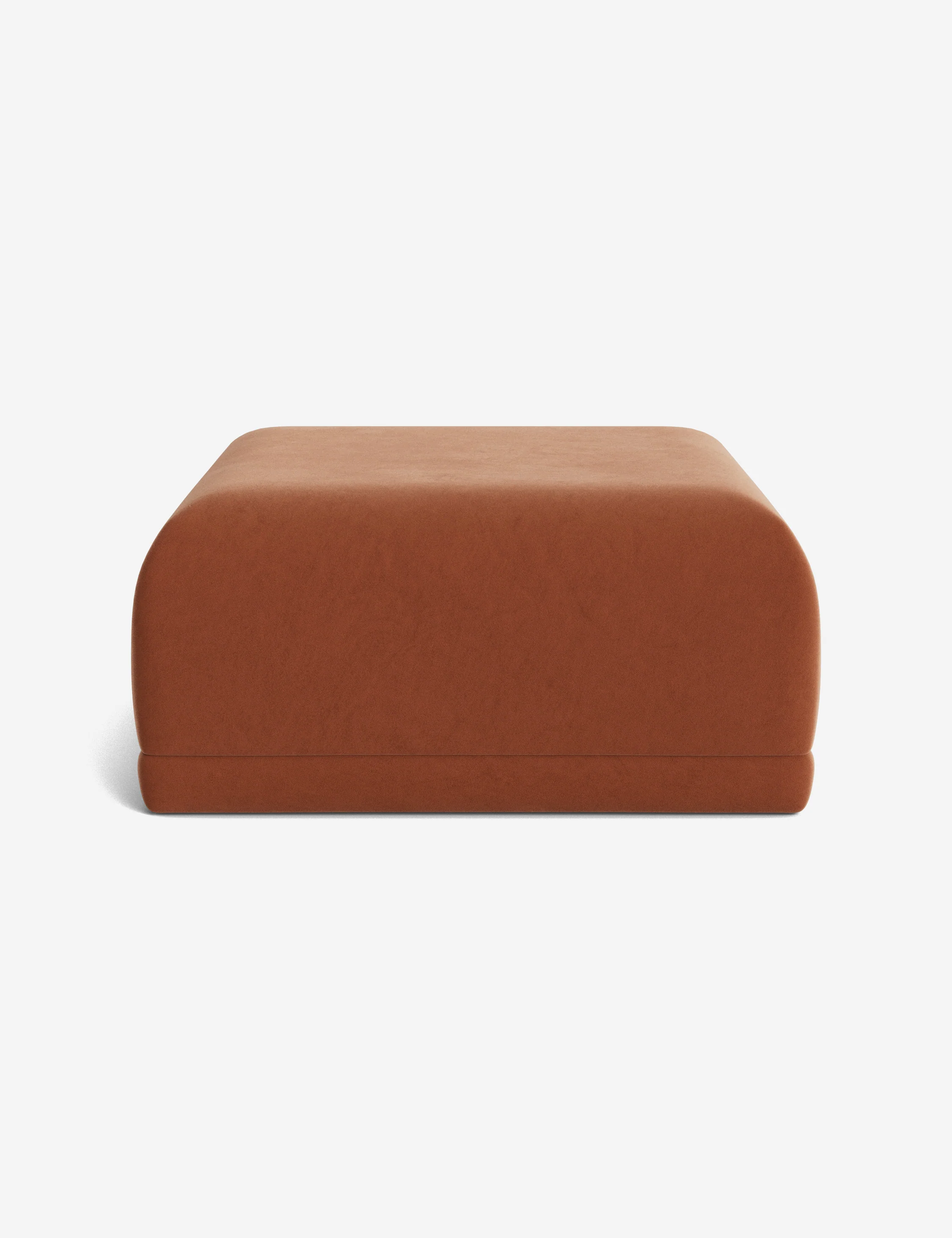 Square Blue Linen Ottoman
