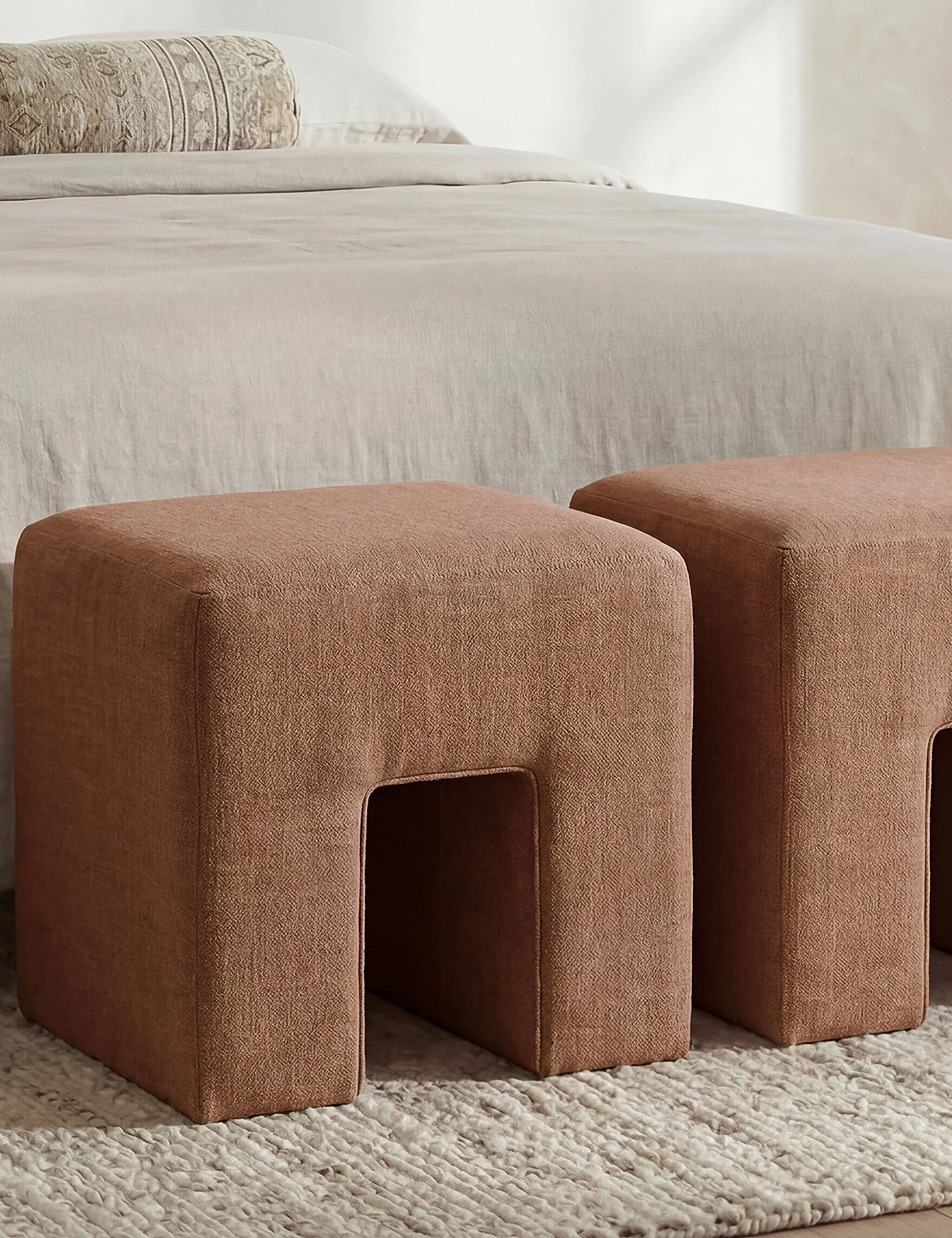 Khaki Upholstered Stool